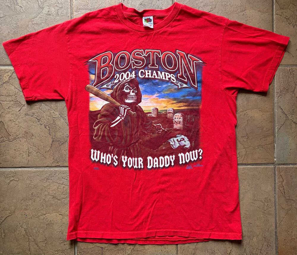 Vintage Red Sox 2004 Champs Who's Your Daddy Now Red T-Shirt Large